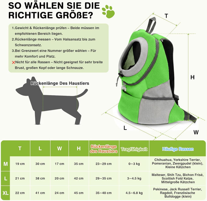 ALLSOPETS Hunderucksack, Tragbarer Haustierträger für Kleine Hunde und Katzen, Fahrrad- und Motorrad
