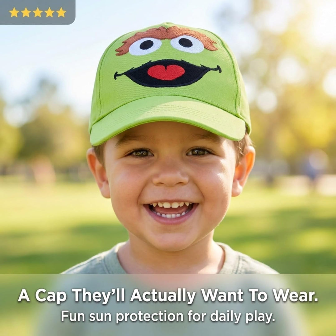 Sesame Street Boys Elmo Cotton Baseball Cap (Ages 2-4), Size Ages 2T-4T, Oscar The Grouch