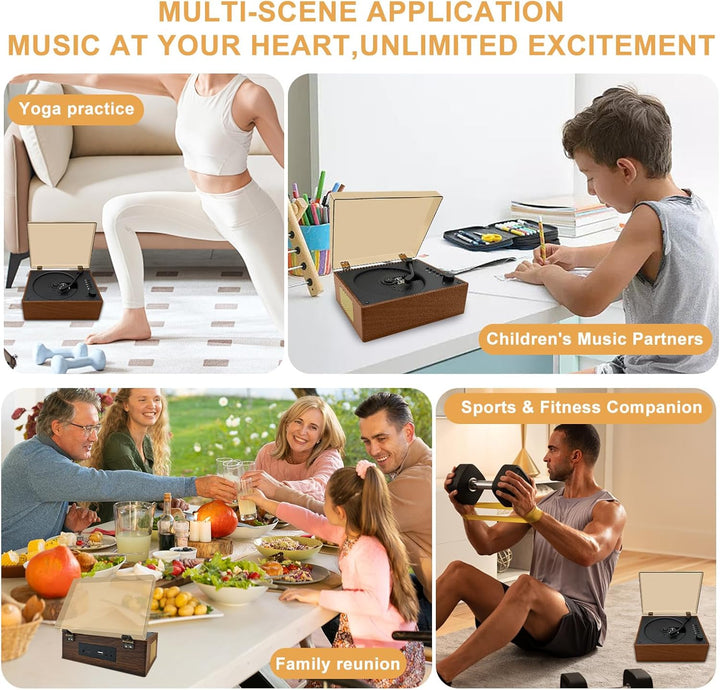 Retro CD-Player tragbar mit Lautsprechern – Bluetooth Desktop Knit für Zuhause, wiederaufladbarer Ak