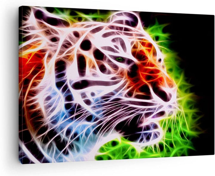 Bilder auf Leinwand Afrika aggression tiere tiger Leinwandbild 70x50cm Wandbilder Dekoration Wohnzim