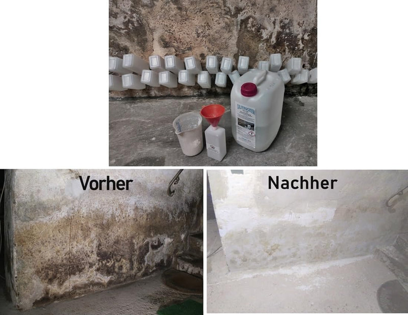 Horizontal Sperre-Injektion Lösung gegen feuchtes Mauerwerk 10 L +10 leere Behälter