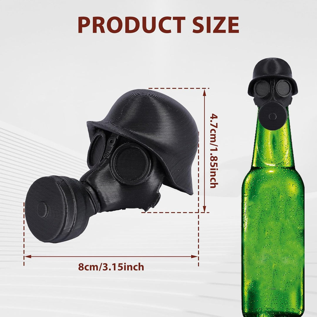 4 Stück Bierflaschenverschlüss,Bierflaschen im Vintage Stil, Kreativer Bierhelm mit Militär Gasmaske