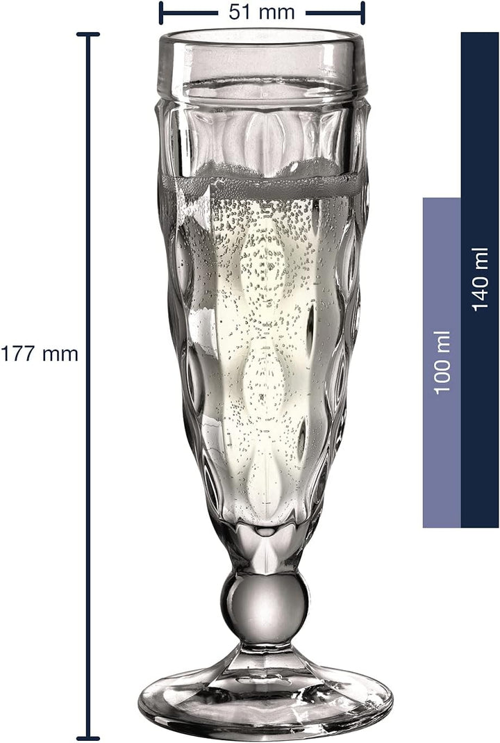 Leonardo Brindisi Sekt-Gläser 6er Set, spülmaschinenfeste Prosecco-Kelche, Champagner-Glas mit Facet