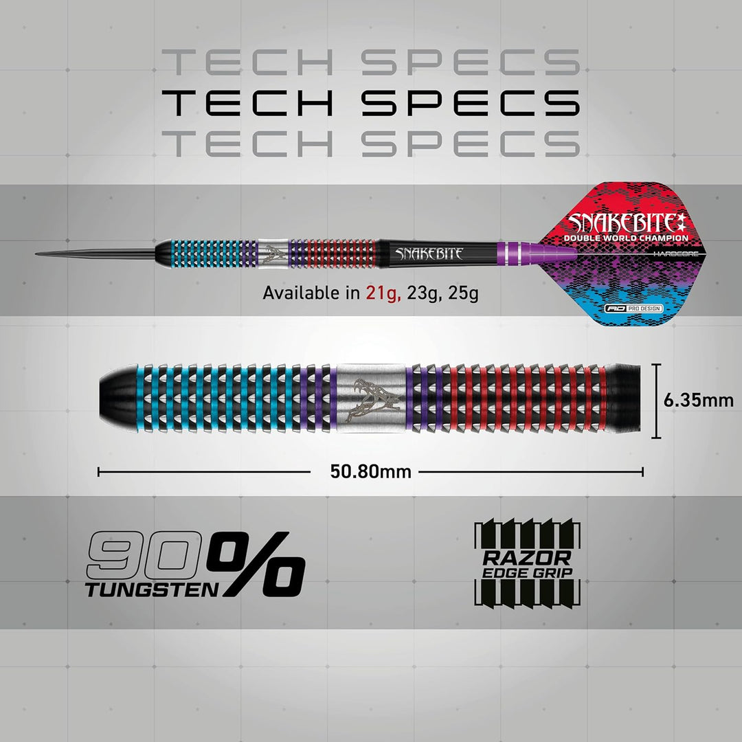 RED DRAGON Peter Snakebite Wright Spirit Edition Premium Tungsten Darts Set mit Flights und Stems 21