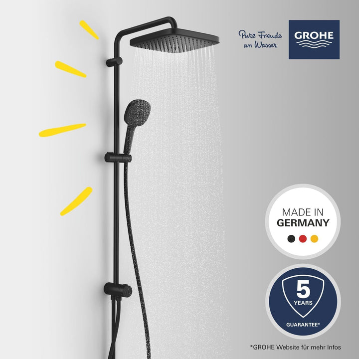 GROHE Vitalio 250, Duschset ohne Armatur, wassersparend, 8l pro Min (Regendusche für vorhandene Dusc