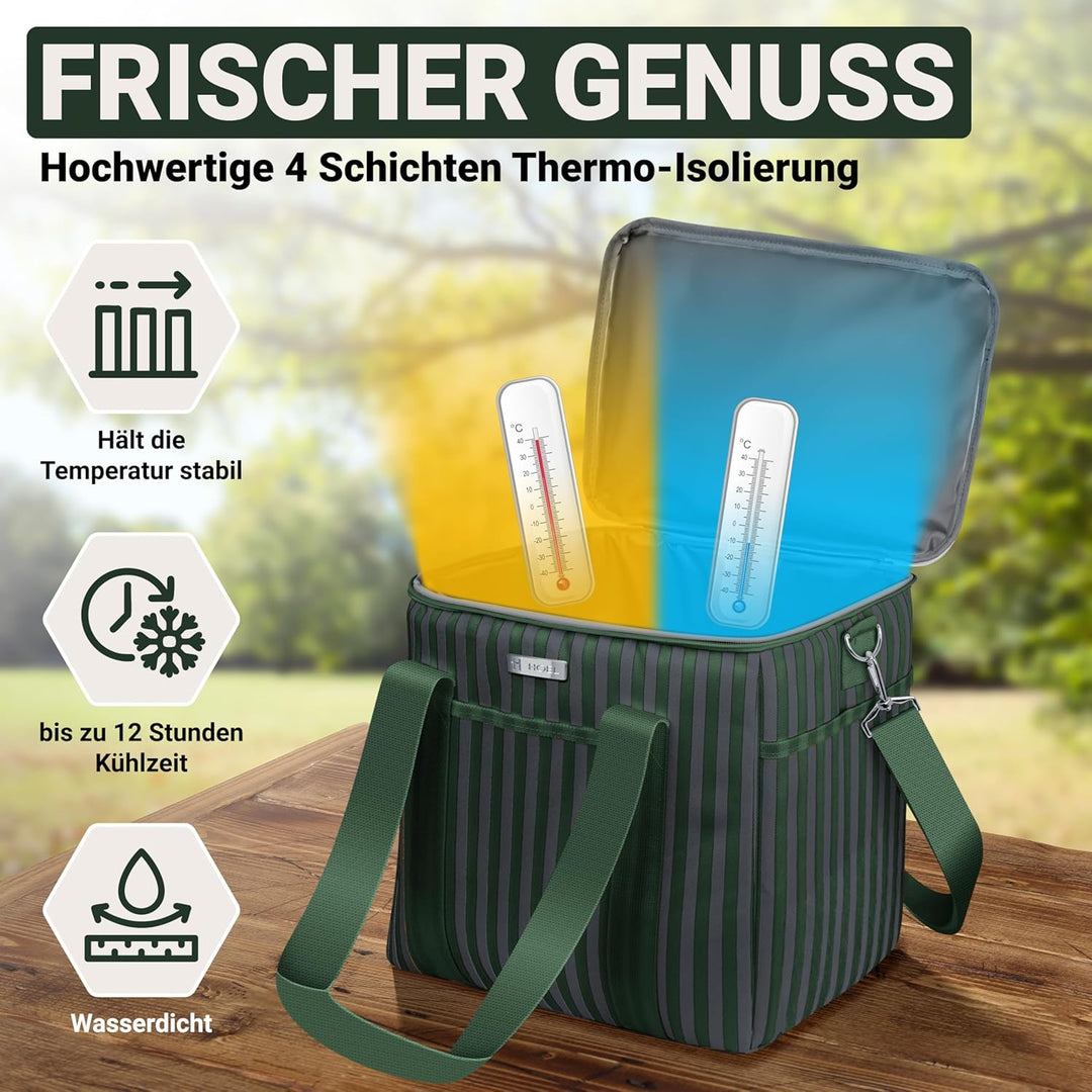HOEL Kühltasche gross 20L &amp; 30L faltbar - Isolierte Thermotasche - Lunchtasche wasserdicht &amp; auslauf