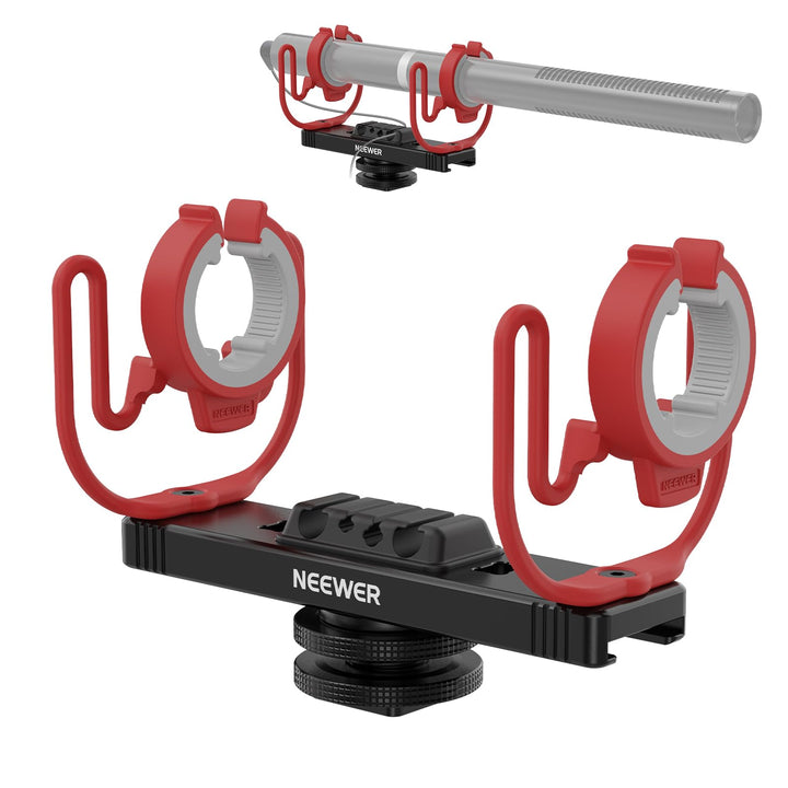 NEEWER Mikrofon Shock Mount, verstellbare Cold Shoe Microphone Halterung für Kamera, Boom Stange, St