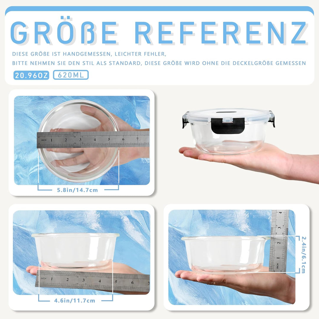 Glasbehälter Mit Deckel, (2er) Vorratsdosen Glas-620ml, Frischhaltedosen Glas Mit Deckel, Orbicular