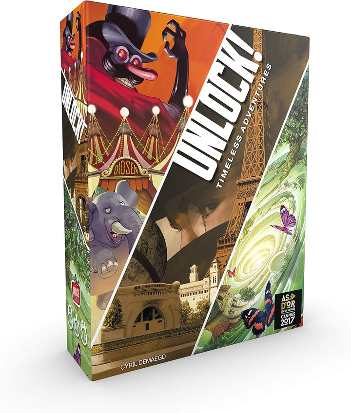 Asmodee Italia- Unlock Timeless Adventures Escape Room Tisch-Edition komplett in Italien hergestellt