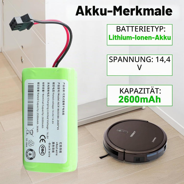 14,4 V 2600 mAh Ersatzakku für Ecovacs Deebot N79 N79S DN622, Li-Ionen-Akku kompatibel mit Tesvor 50