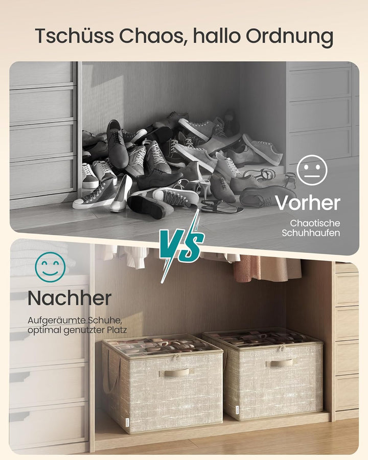 SONGMICS Schuh-Organizer, 2er Set, jeder für bis zu 16 Paar Schuhe, Schuhaufbewahrung, Griffe, trans