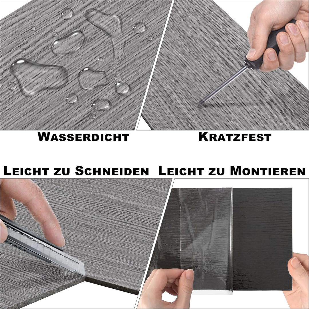 JOIEYOU PVC Bodenbelag, Vinylboden selbstklebend Fliesen Wasserdicht Rutschfeste, Laminat Klicksyste