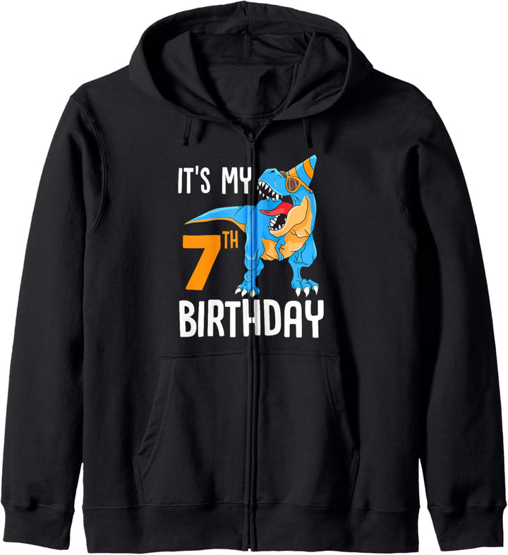 Es ist mein 7. Geburtstag Sieben Dinosaurier Dino Kapuzenjacke