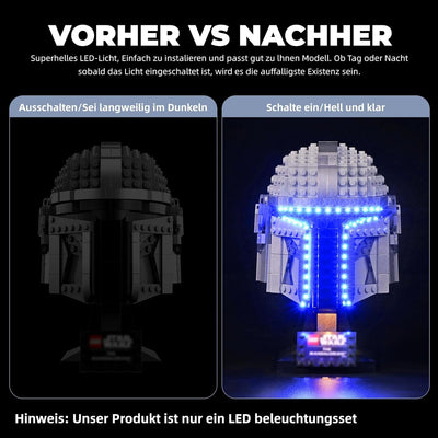 cooldac Led Licht-Kit Kompatibel mit Lego Star Wars 75328 Der Mandalorian Helm, LED Beleuchtungsset