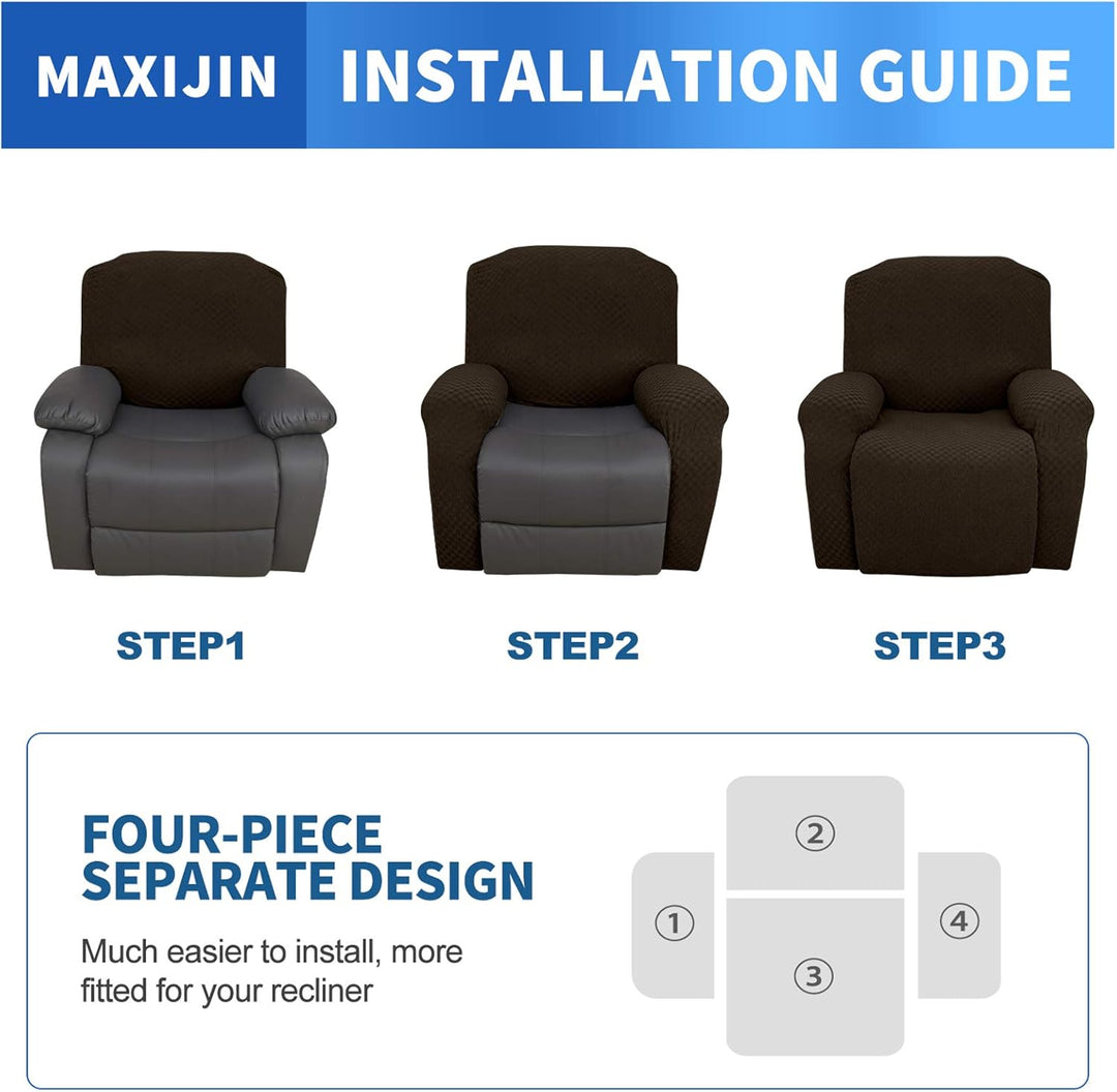 MAXIJIN Bezug für 1-Sitzer-Liegesofa, Stretch Sofaschutz, Schonbezüge, Sesselbezug (Dunkler Kaffee),