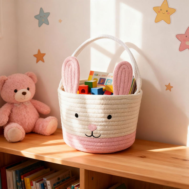 Osterkorb, Osterhasenkorb mit Griff, Osterkörbe für Kinder, Baby-Geschenkkorb, Eiereimer, Geschenke,