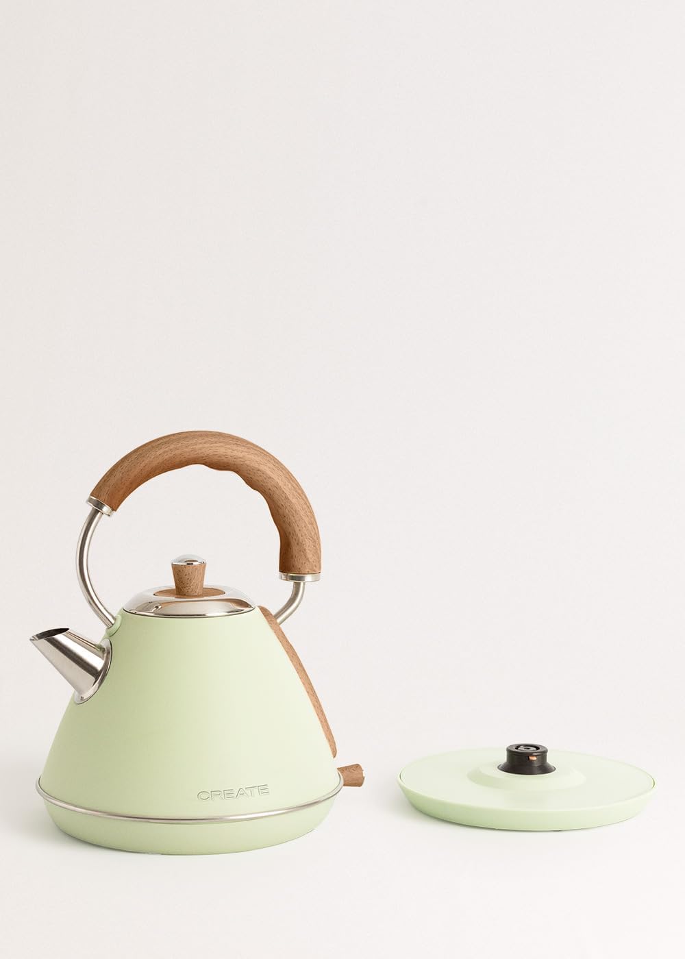CREATE/KETTLE RETRO M/Elektrischer Wasserkocher Pastellgrün/Schnelles Aufkochen, Fassungsvermögen 1L