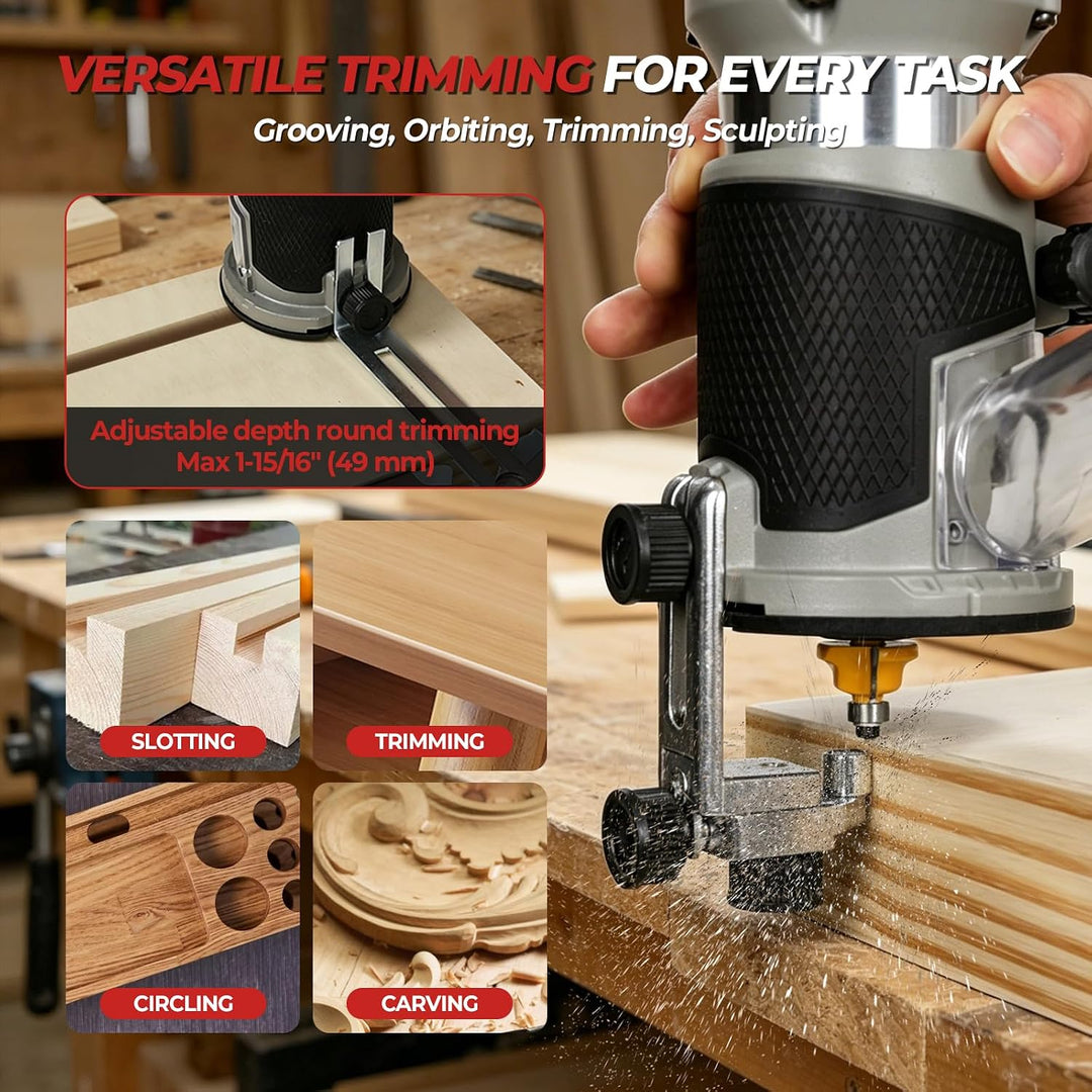 Bürstenloser kabelloser Power-Router kompatibel mit Milwaukee M18 18 V, Kantenschneider mit 6 Geschw