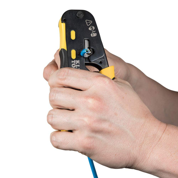 Klein Tools VDV226-110 Modularer Datenkabel-Crimper/Abisolierzange/Drahtschneider für RJ11/RJ12 Stan