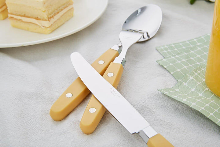 ANNOVA Retro/Rivet Buntes Edelstahl-Geschirr Küchenbesteck-Set, enthält Tischmesser, Gabeln, Löffel,