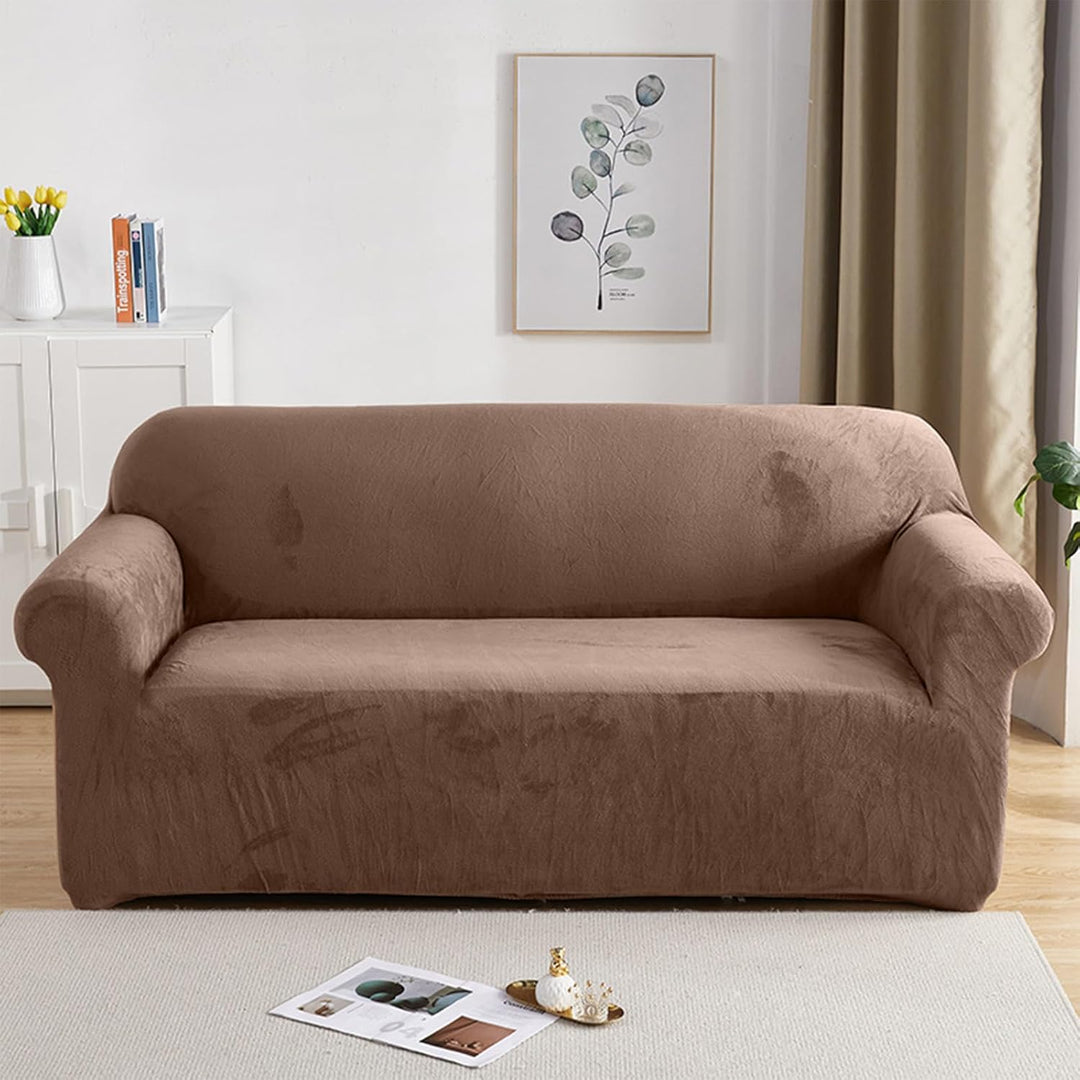 PETCUTE Sofabezüge Elastische 2 Sitzer Sofabezüge Dicke couchbezug Sofa Überwürfe Sofahusse Kamel 2