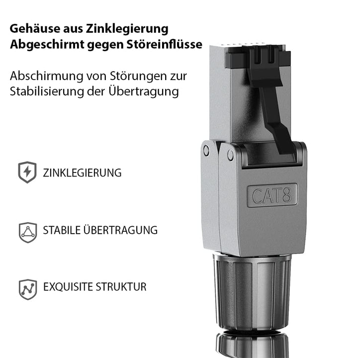 10m Cat 8 Verlegekabel + 4x RJ45 Stecker Werkzeuglos CAT8 Kabel Installationskabel Lan CAT8.1 Ethern