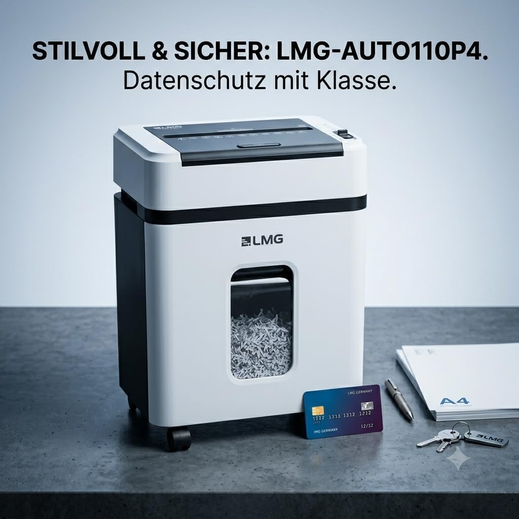 LMG Autofeed Aktenvernichter LMG-AUTO110P4 – Automatischer Papiereinzug 110 Blatt &amp; Manuell 8 Blatt