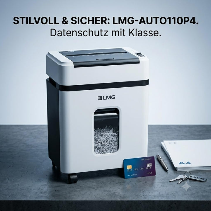 LMG Autofeed Aktenvernichter LMG-AUTO110P4 – Automatischer Papiereinzug 110 Blatt &amp; Manuell 8 Blatt