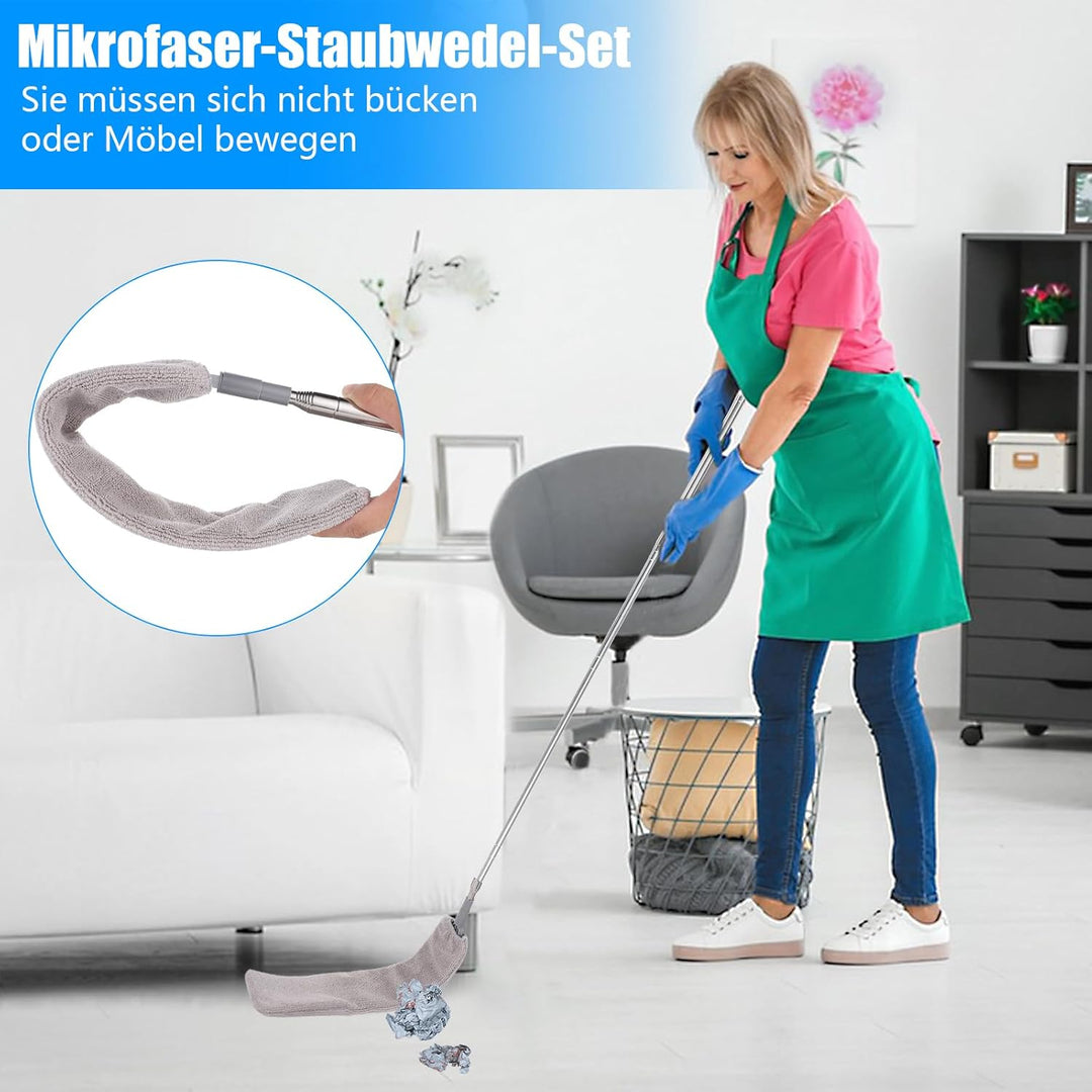 7 Stück Staubwedel Teleskop, Staubwedel Lang Ausziehbar Bis 213cm Spinnenwebenentferner Waschbar Mik