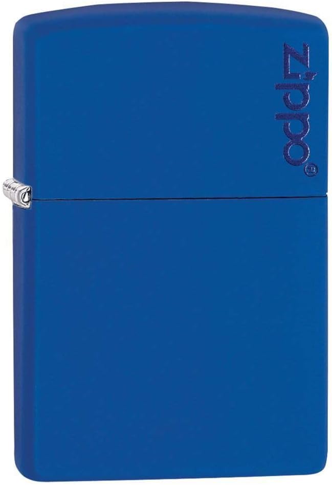 Zippo Feuerzeug 60001621 Brushed Chrome Emblem Attached Benzinfeuerzeug, Messing, royal Blue Matte,