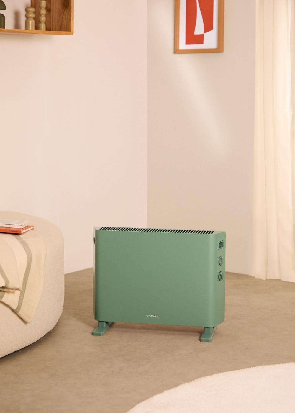 CREATE/WARM HANDY COLOURS/Konvektorheizung Salbeigrün/Ventilator- und Warmluftfunktion, Räume bis zu