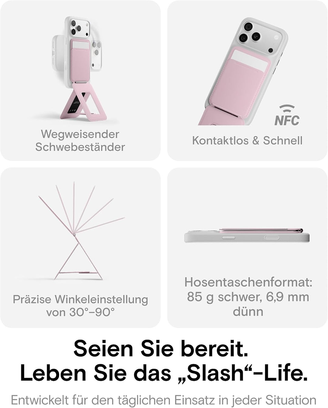MOFT Handy Stativ für Smartphone, [Ultra Dünn &amp; Tragbar] Faltebar MOVAS Veganes Leder Stativ für Mag