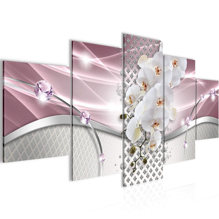 Runa Art Bild Wohnzimmer Schlafzimmer Blumen Orchidee 5 Teilig Abstrakt Grau Violett Wandbilder auf