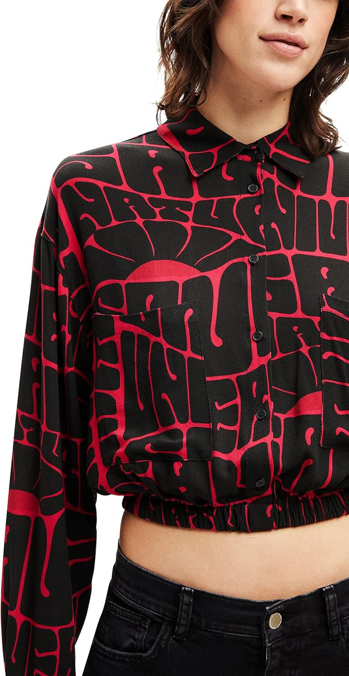 Desigual Damen Long Sleeve T-Shirt L Rot, L Rot