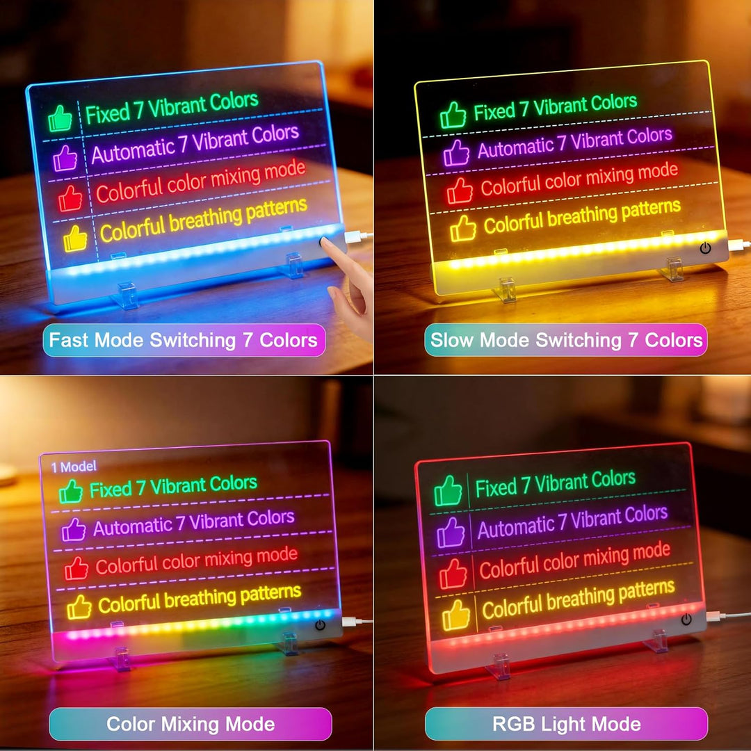 Wiederaufladbare LED Maltafel Kinder, 30x20cm LED Notiztafel mit 7 Farben & Ständer, Kreatives Zeich