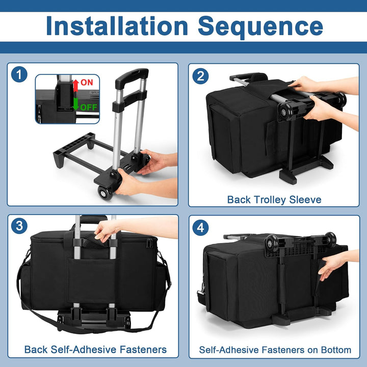 Rollbare DJ-Kabeltasche mit abnehmbarem Trolley und Trennwand, gepolsterte Gigbag mit grossem Fassun