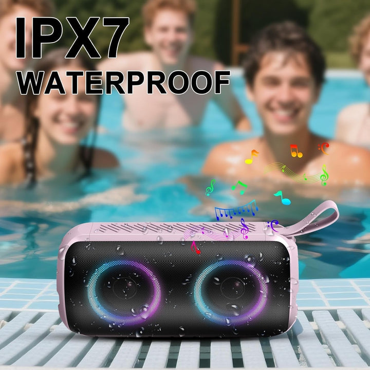 Hupoaf Bluetooth Lautsprecher mit Licht, Neues Musikbox Tragbarer Bluetooth Box mit 52mm Durchmesser