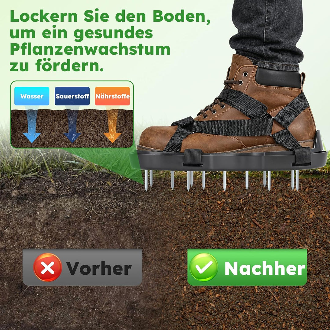 Nagelschuhe Rasen,Rasenlüfter Schuhe mit 26 Stahlspitzen &amp; Klettverschluss,Rasenbelüfter Vertikutier