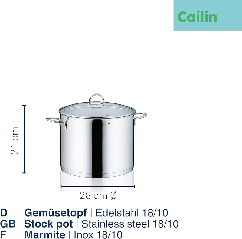 Kela 10962 Gemüsetopf, 13,5 l Fassungsvermögen, 28 cm Durchmesser, 18/10 Edelstahl mit Glanzoptik, I