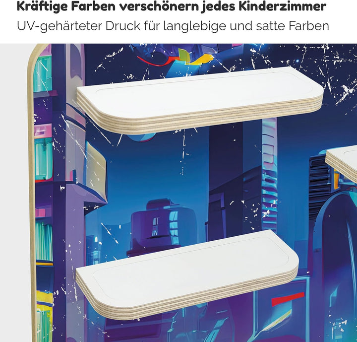 stadtecken Holzregal für Musikbox I Geeignet für die Toniebox und ca. 50 Tonies I Perfekte Tonie Auf