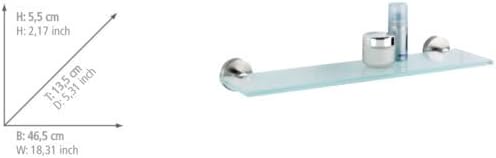 WENKO Glas Wandablage Bosio Edelstahl matt - Badezimmerablage, Edelstahl rostfrei, 46.5 x 5.5 x 13.5