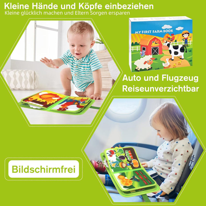 Meafeng® Busy Board Montessori Spielzeug ab 1 2 3 Jahre, 20 in 1 Quiet Book Activity Board mit Bauer