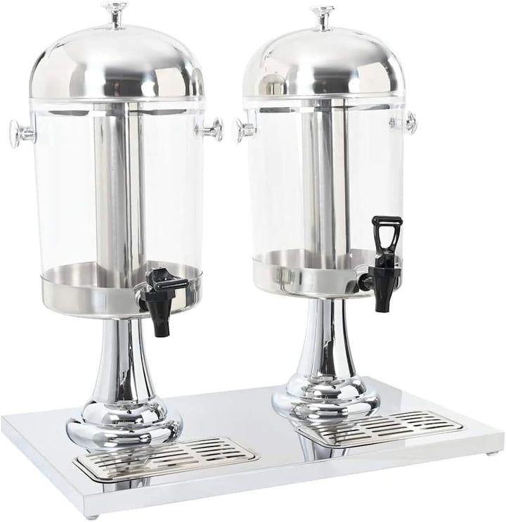 vidaXL Getränkespender Saftspender Wasserspender 2-Fach Edelstahl 2 x 8 Liter