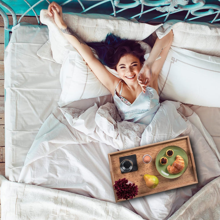 Relaxdays Betttablett klappbar, Essenstablett mit Füssen, Frühstück im Bett, Bambus & MDF, HxBxT: 25