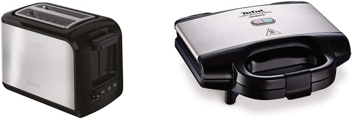 Tefal Express TT410D 2-Scheiben-Toaster, Schwarz, Edelstahl, 2 Scheiben, 850 W, 160 mm & Ultracompac