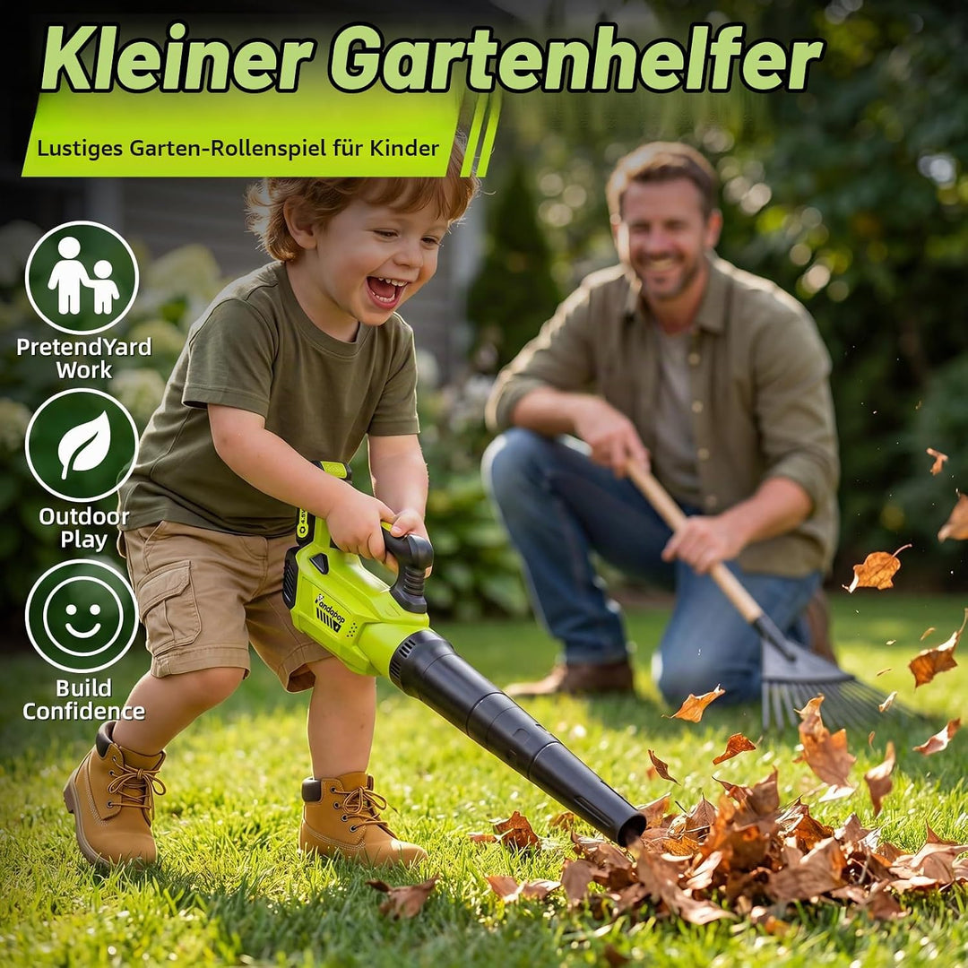 Pandapop Laubbläser Kinder mit Sound, Garten Werkzeug Kinder ab 3 Jahre Hellgrün, Hellgrün