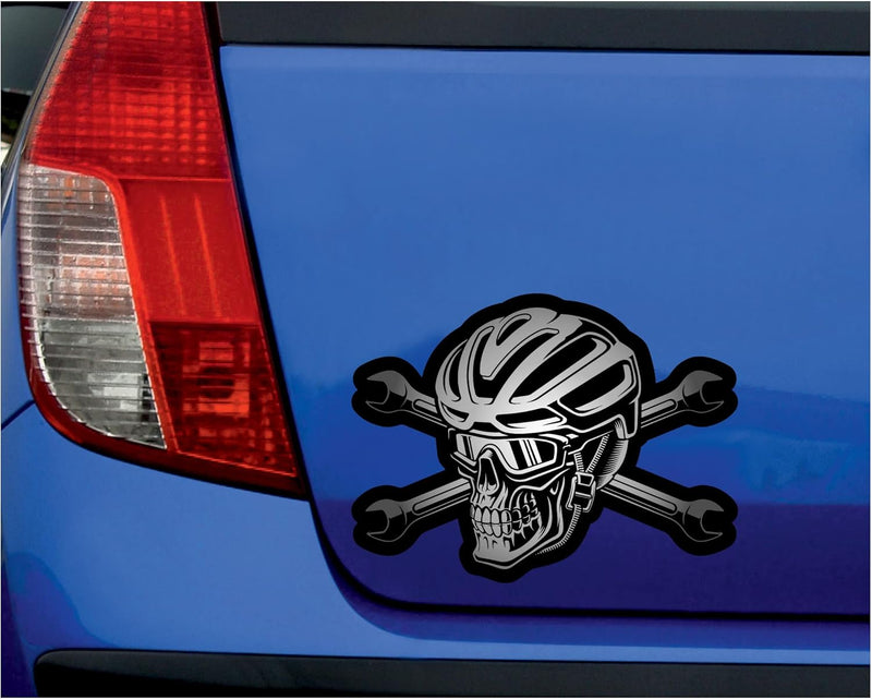 Samunshi Biker Skull Totenkopf Aufkleber Autoaufkleber für Motorrad Fahrrad Roller oder Auto Sticker