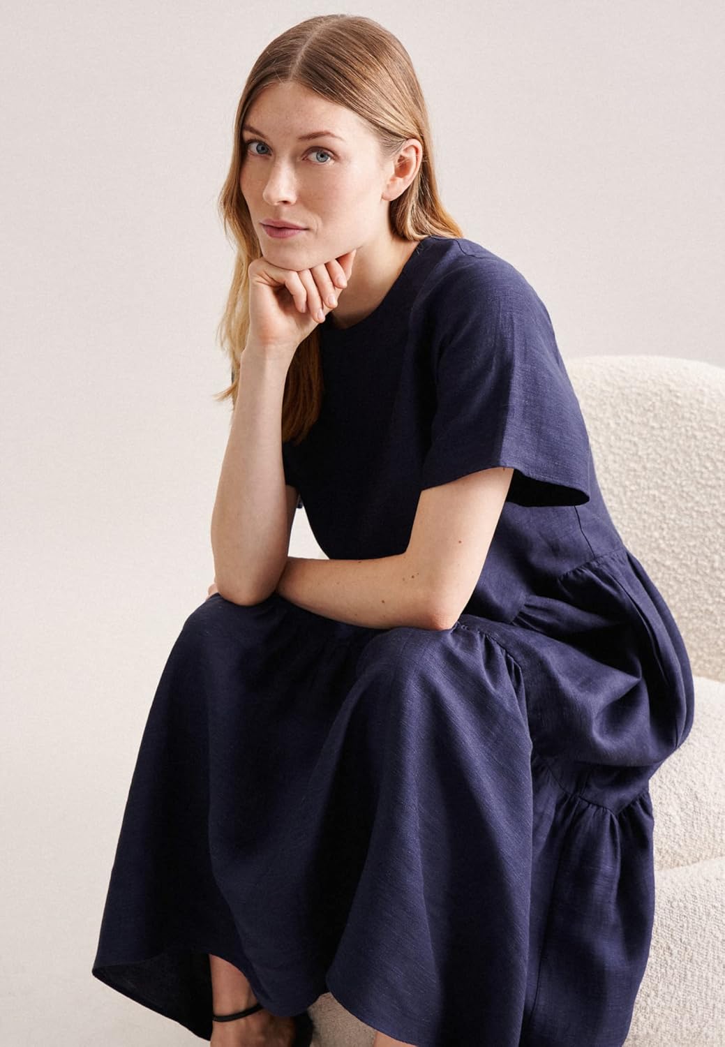 Seidensticker Damen Regular Fit Blusenkleid Kurzarm Kleid 36 Dunkelblau, 36 Dunkelblau