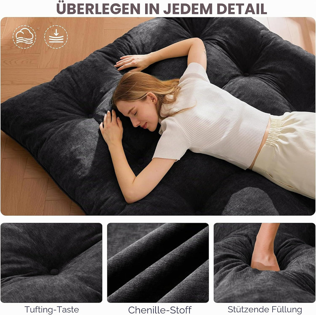 MAXYOYO Futon Matratze, Chenille-Stoff, 15cm Dick Bodenmatratze Verwendbar als Schlafsofa, Geknöpft