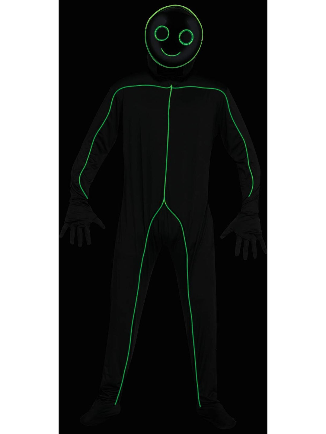 FunWorld LED-Strichmännchen Kostüm für Erwachsene Halloweenkostüm schwarz-grün